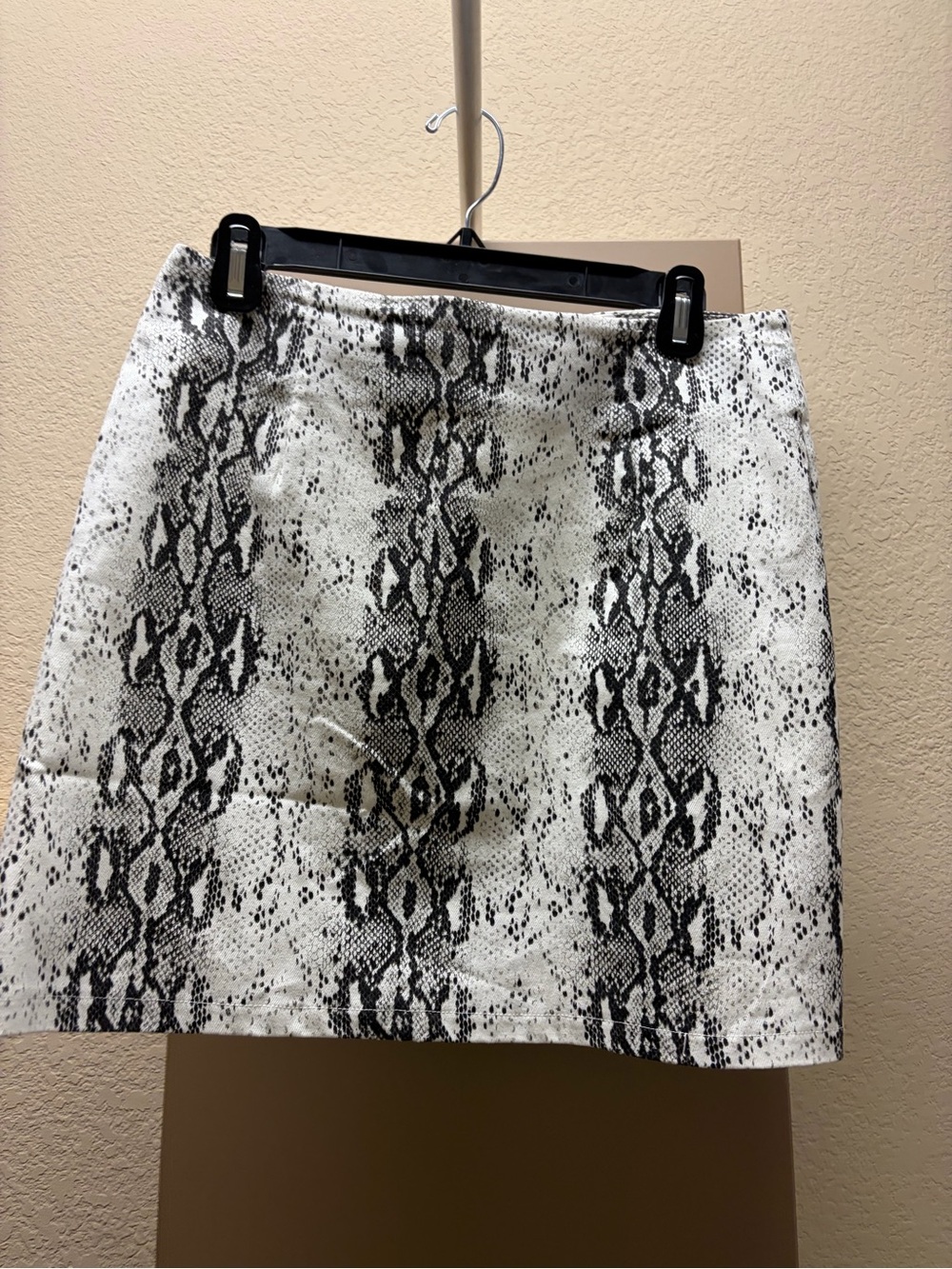 She + Sky Black and White Snake Print Mini Skirt